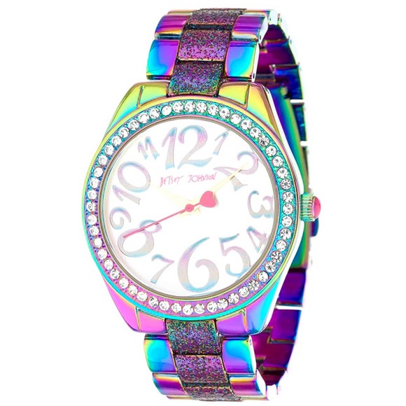 Betsey Johnson Accessories - Betsey Johnson Oil-Slick Glitter Fashion Watch